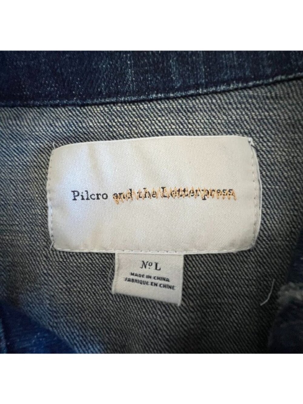 Pilcro and the Letterpress Distressed Denim Jacket Anthropologie Women’s Large - Picture 7 of 13